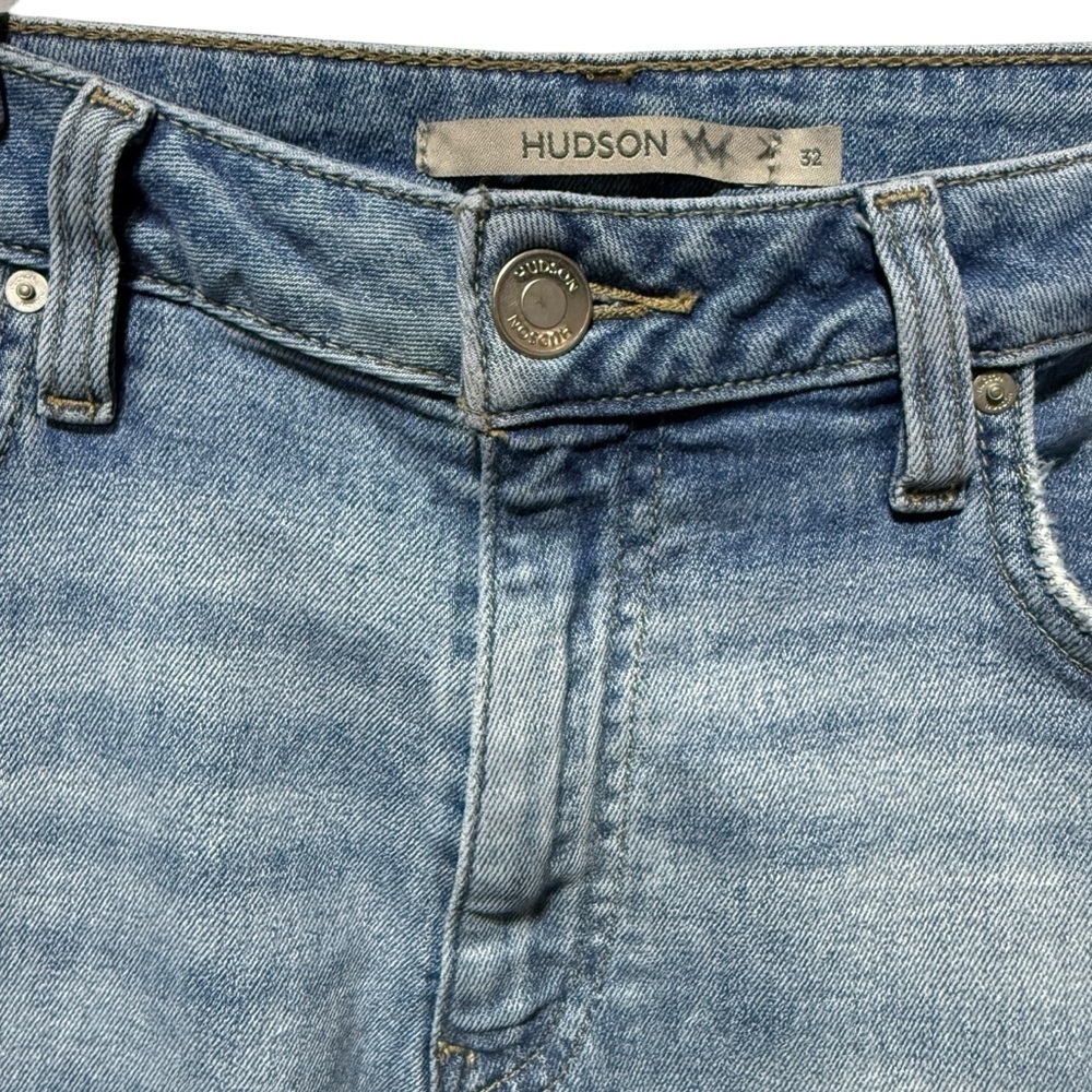 Hudson Collin Mid Rise Skinny Flap Pocket Jeans Size 32 Light Wash Denim Stretch - Picture 6 of 13